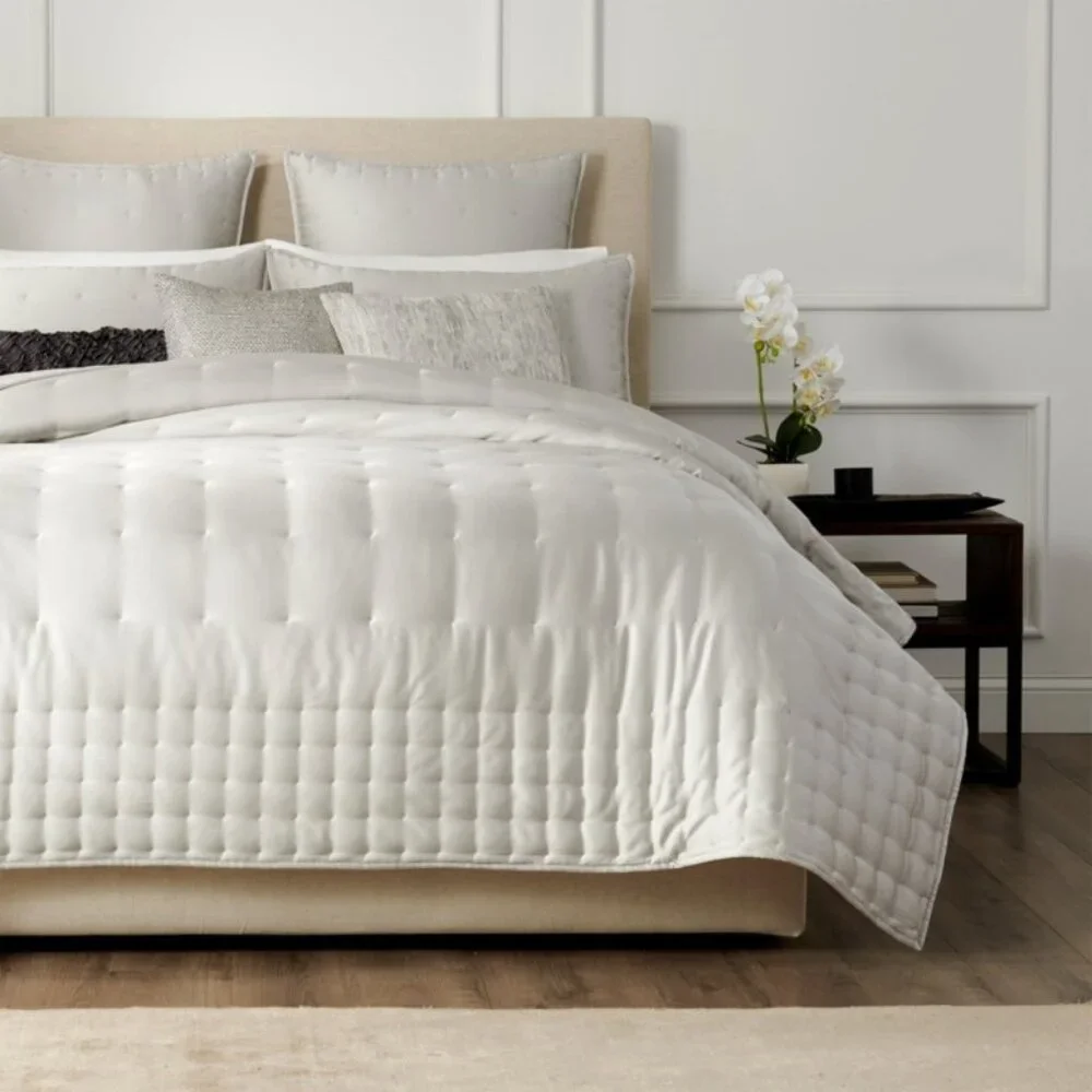 NWOT Donna Karan Hammered Quilt & Shams Set in Platinum